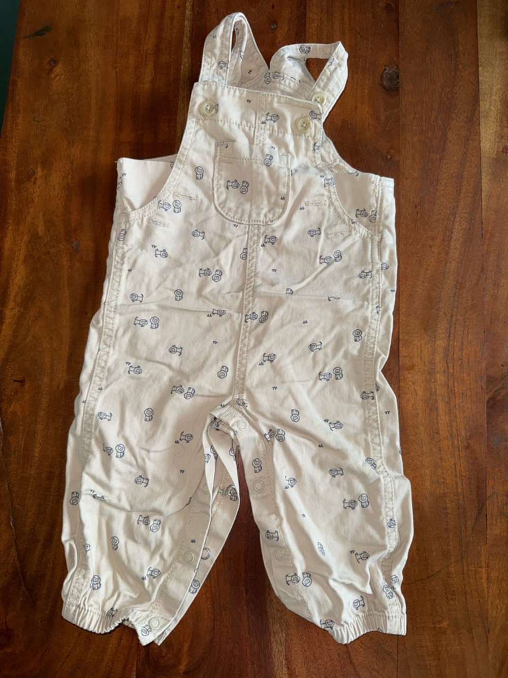 Carter's Cream Overalls with Navy‎ Print